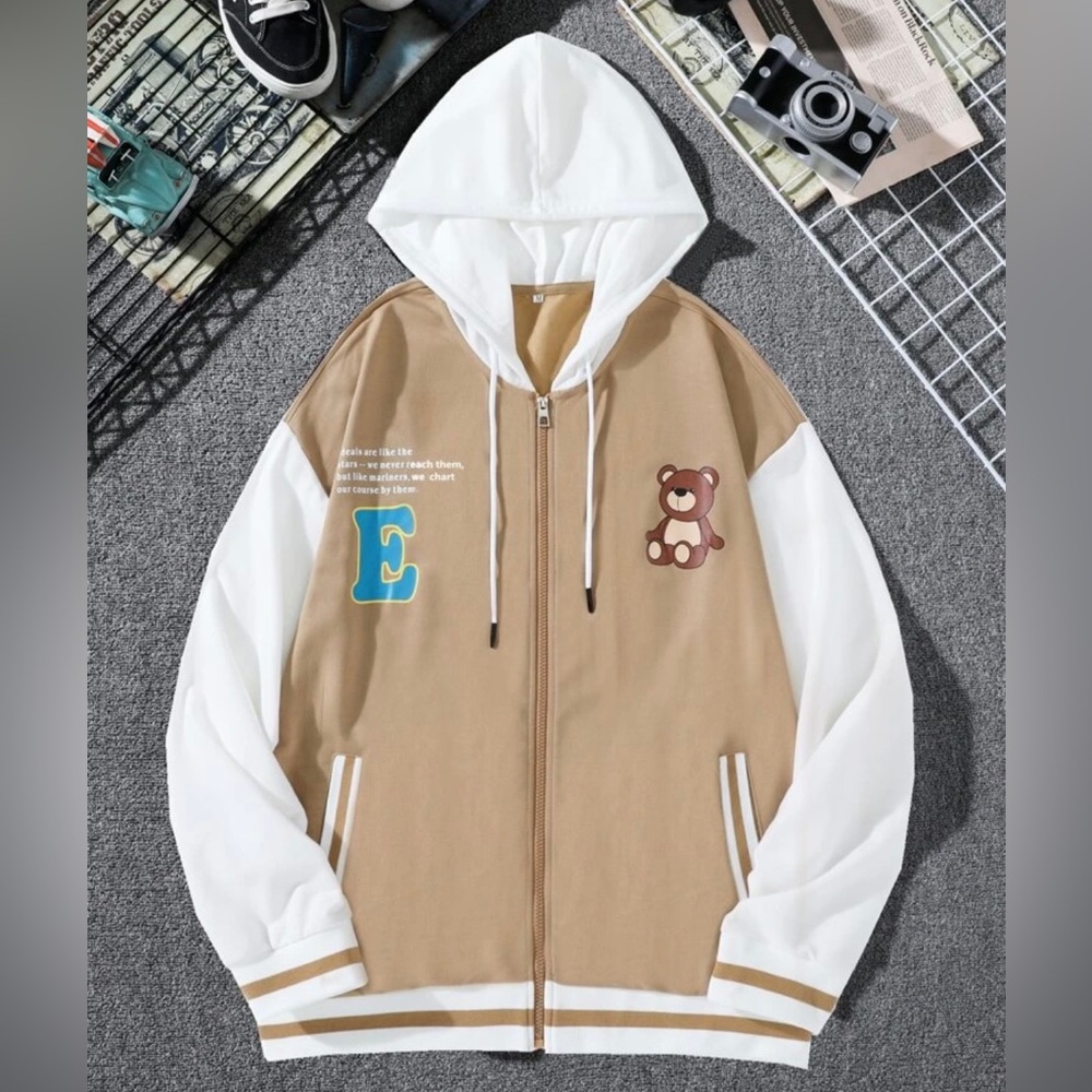 Men’s Cartoon & Letter Graphic Hoodie